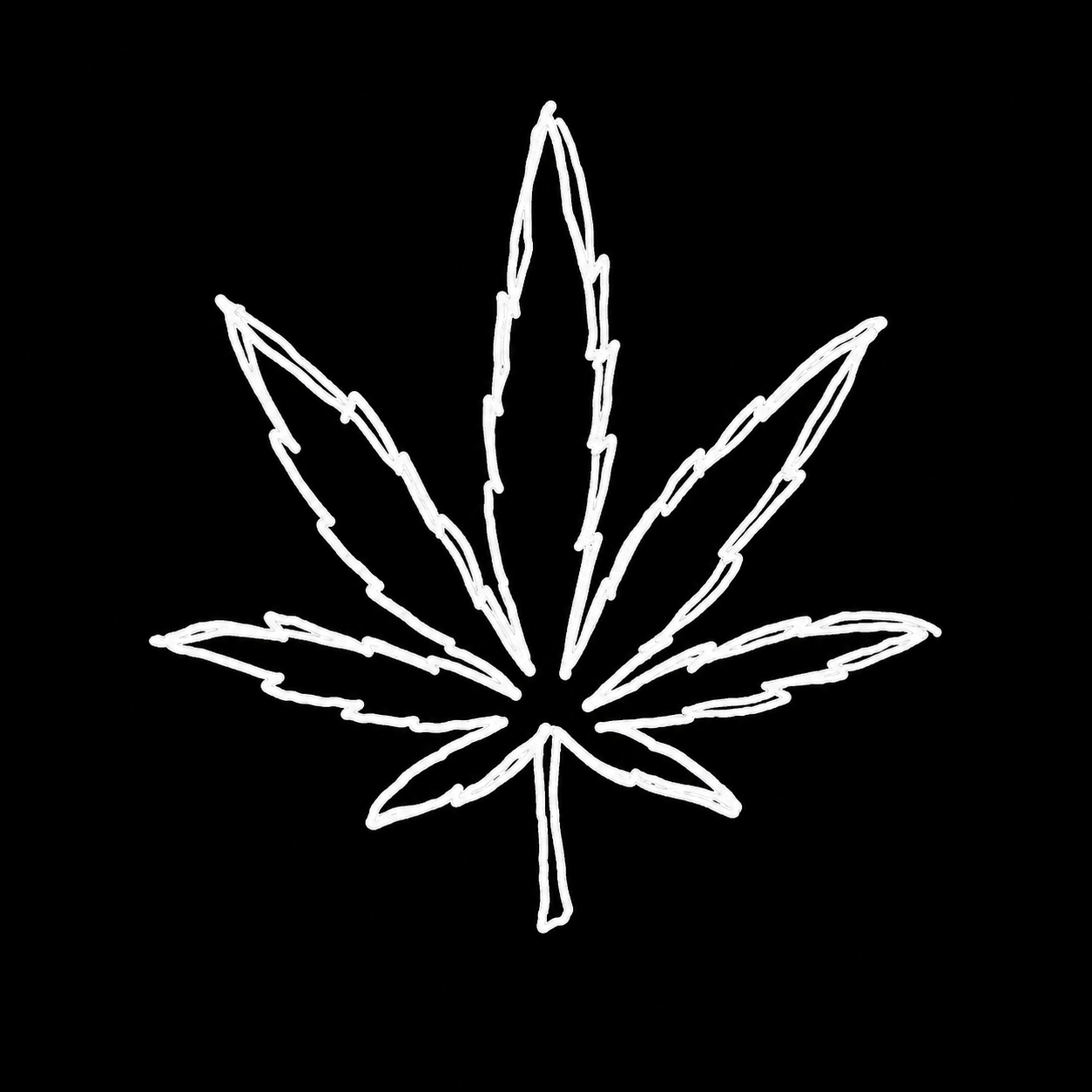 A hand-drawn cannabis leaf